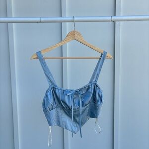 Forever 21 - Blue Satin Corset Crop Top